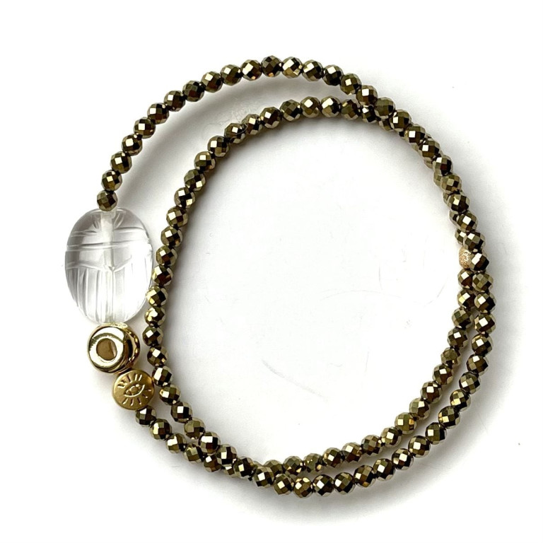 bracelet double protect scarabée quartz naturel
