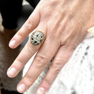 bague scarabée jaspe dalmatien