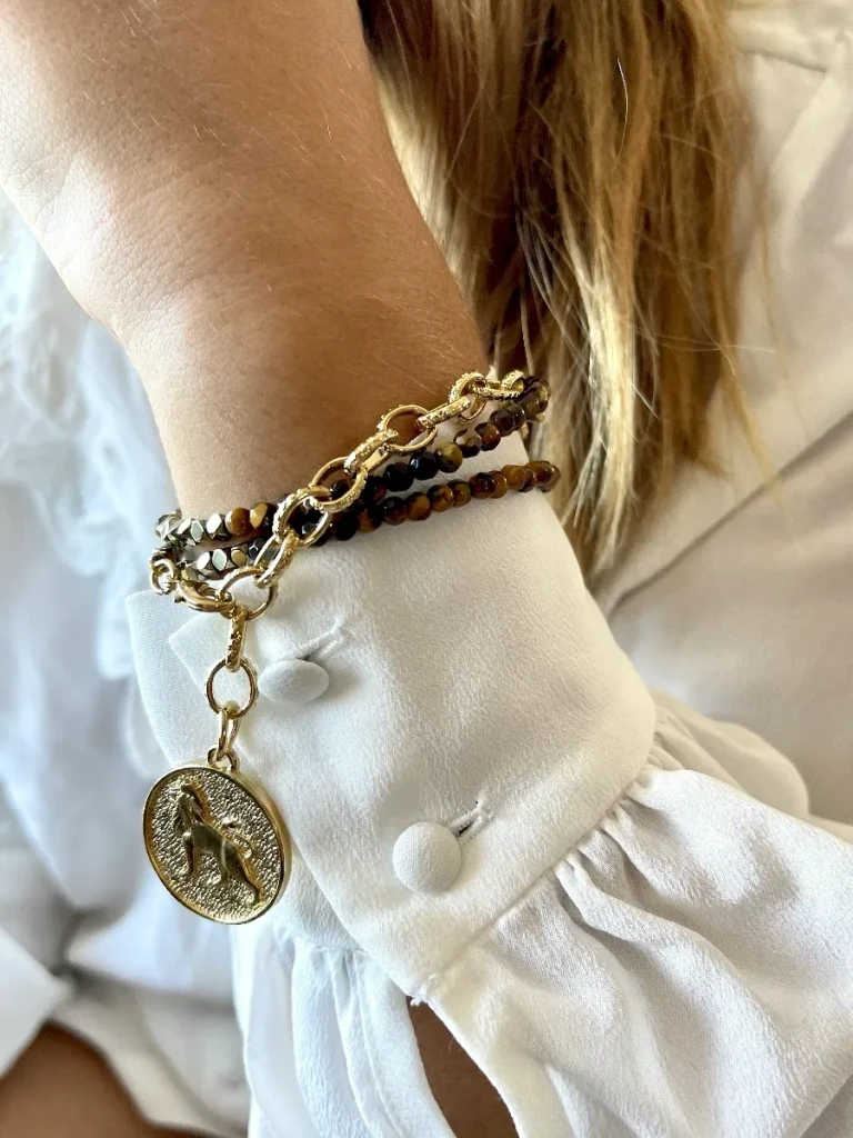 collier lion oeil de tigre