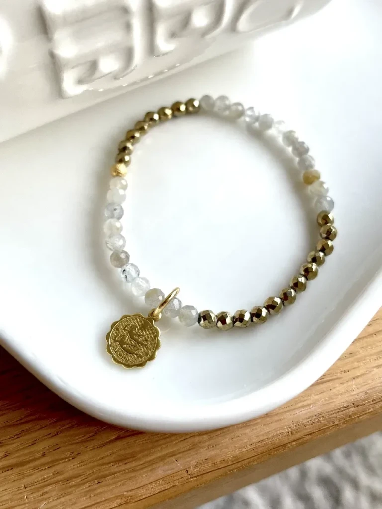 bracelet gémeaux élastique labradorite