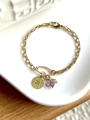 COLLIER POISSON AMETHYSTE SIGNE ASTROLOGIQUE ZODIAQUE
