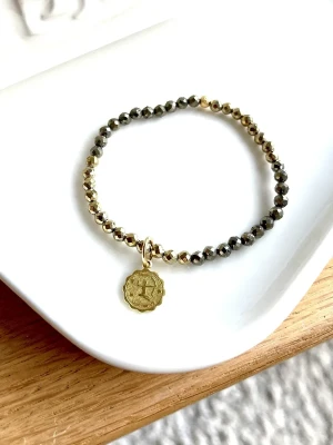 bracelet sagittaire astro en pyrite et médaille astro