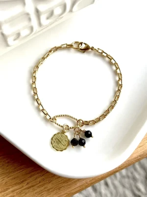 bracelet scorpion chaine et obsidienne dorée astro