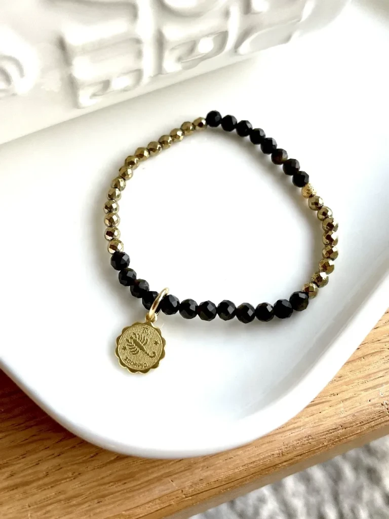bracelet scorpion astro obsidienne dorée