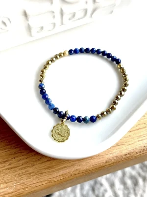 BRACELET VERSEAU LAPIS LAZULI MEDAILLE ASTRO