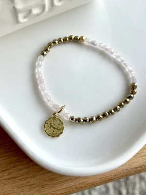 bracelet vierge élastique quartz rose