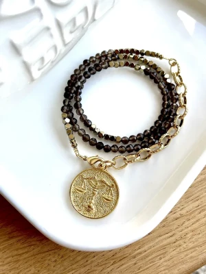 collier balance quartz fumé
