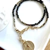 collier scorpion obsidienne dorée