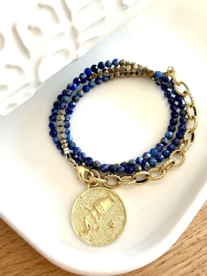 COLLIER VERSEAU LAPIS LAZULI ASTRO MEDAILLON
