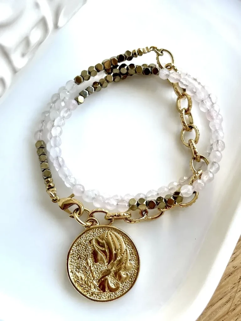 collier vierge quartz rose
