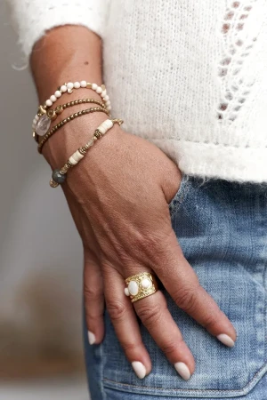 bracelet double protect scarabée quartz naturel