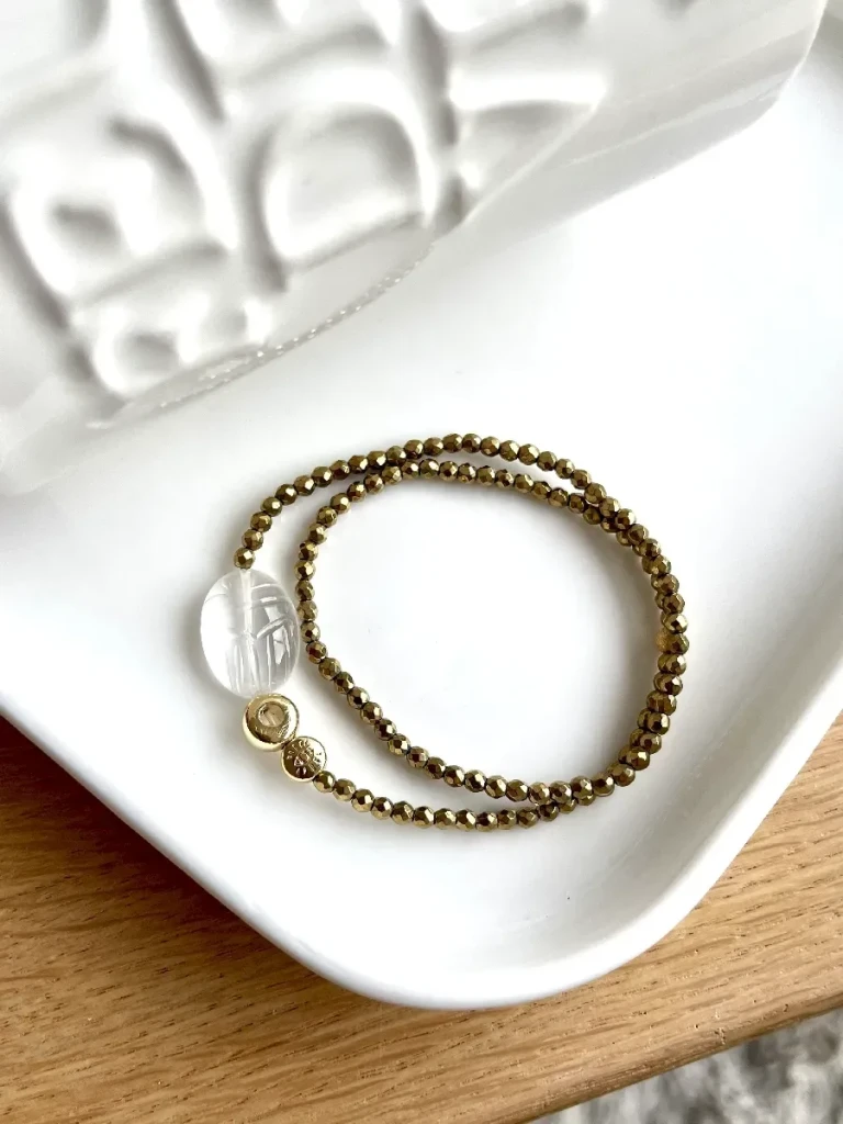 bracelet double protect scarabée cristal de roche