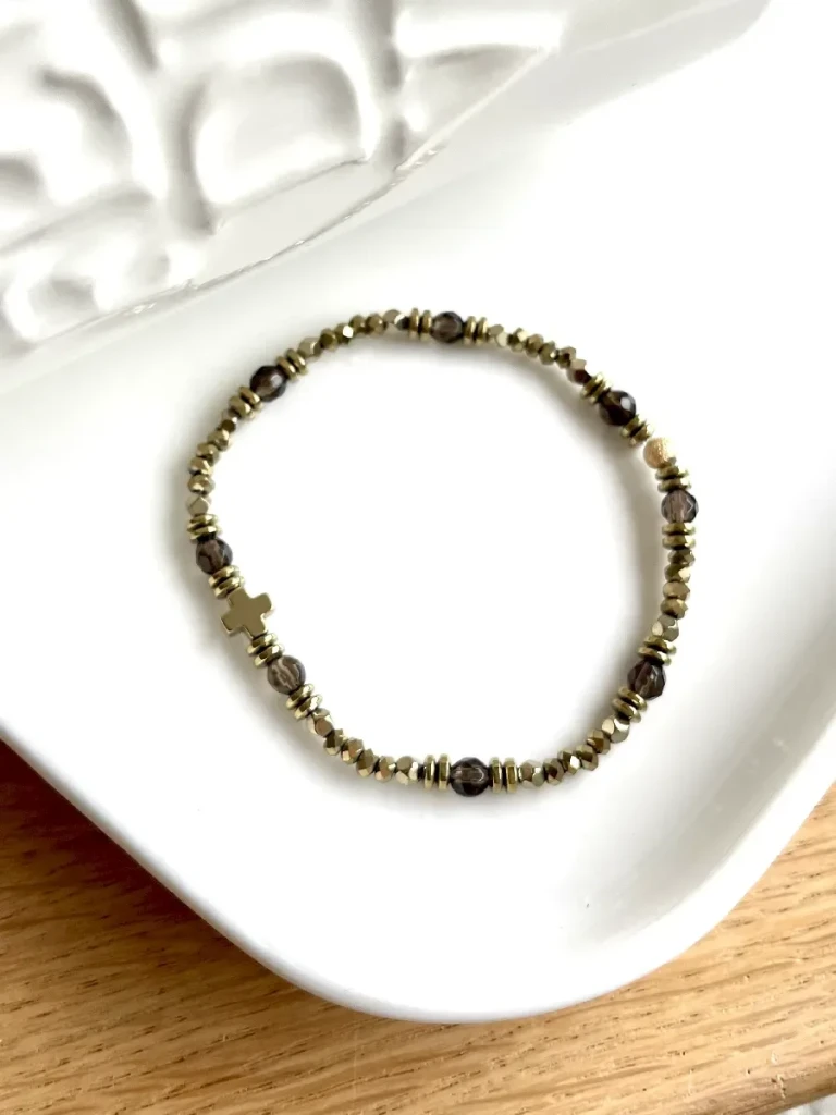 bracelet tiny cruz grenat