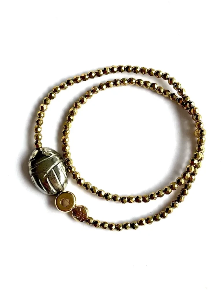 bracelet double protect Scarabee pyrite