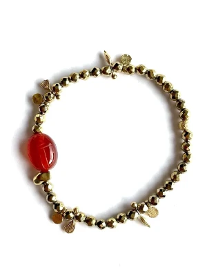 bracelet scarabée cornaline moon pépites et hématites