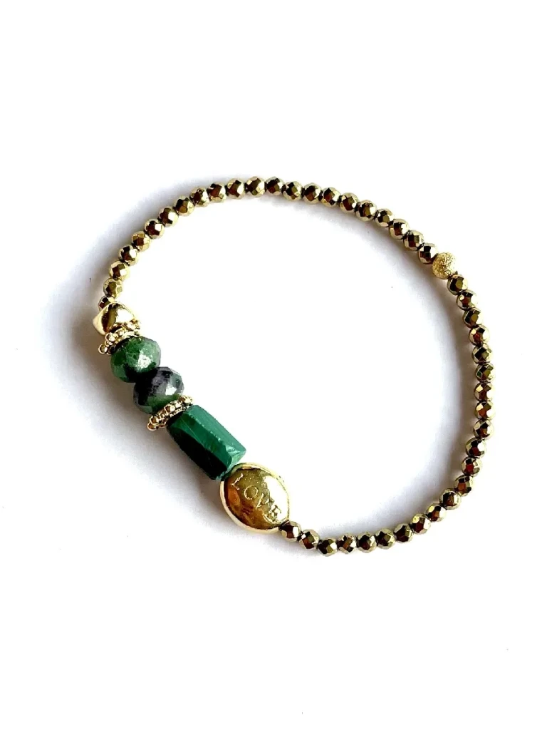 BRACELET GAIA RUBIS ZOISITE ET MALACHITE