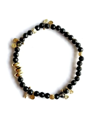 bracelet lucia obsidienne dorée