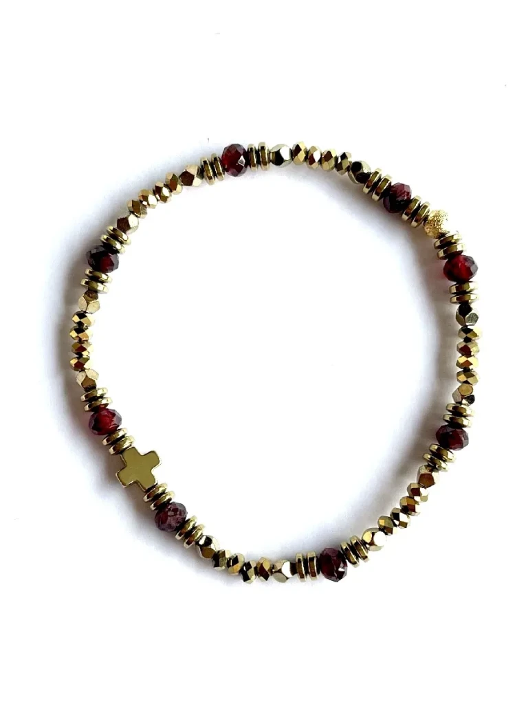 bracelet tiny cruz grenat