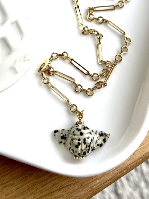 collier raaja scarabée jaspe dalmatien