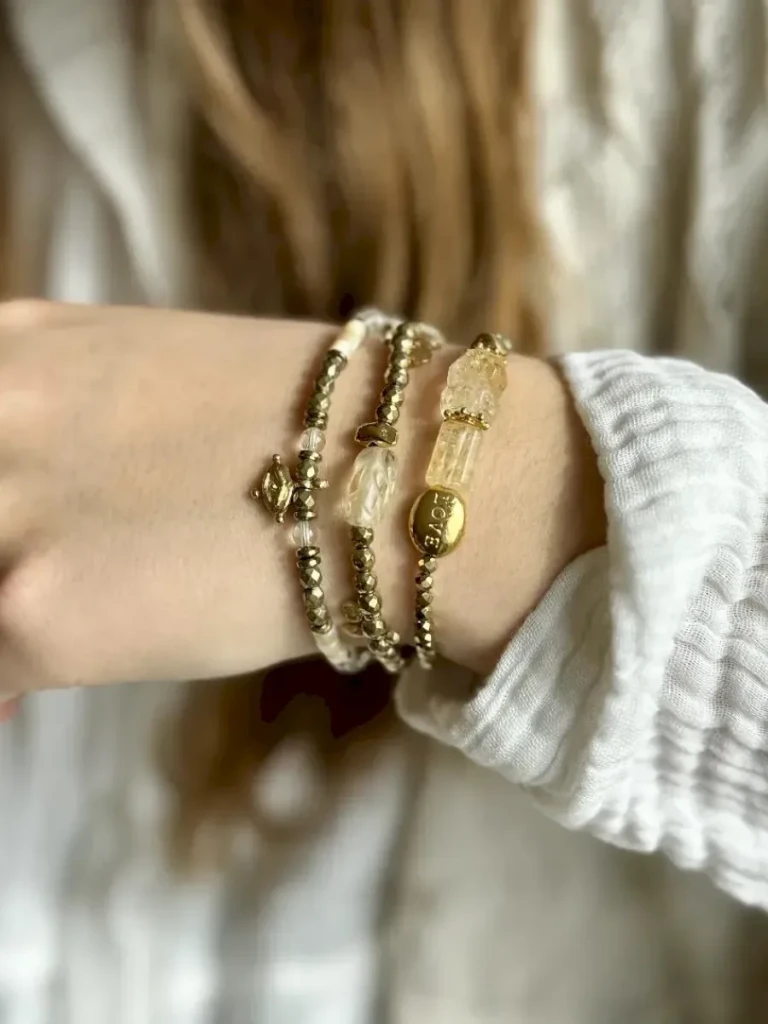 bracelet en citrine naturelle et nacre oeil