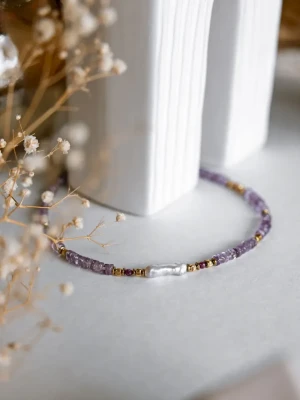 collier pearl et amethyste