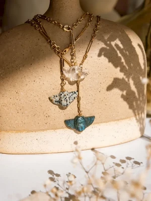 COLLIER SCARABÉE EN PIERRES NATURELLES