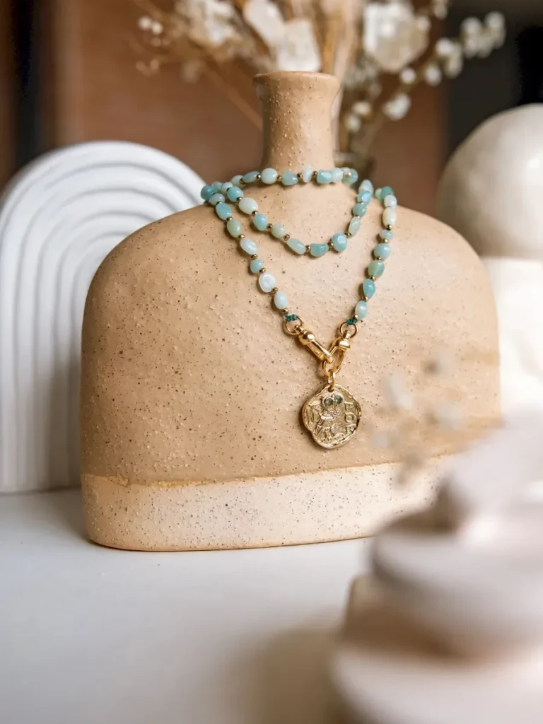 sautoir lakshmi amazonite multitours en pierres naturelles