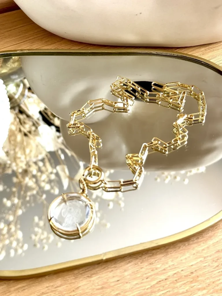 collier chaine maille trombone or