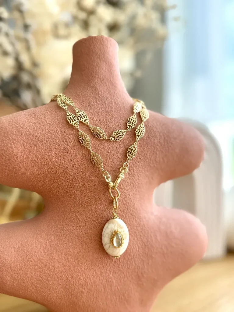 collier chaine maille filigrane vintage