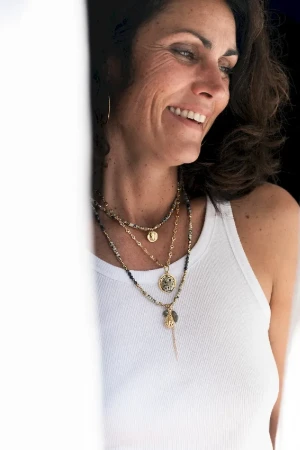COLLIER SCARABÉE JASPE DALMATIEN MAMOUNIA