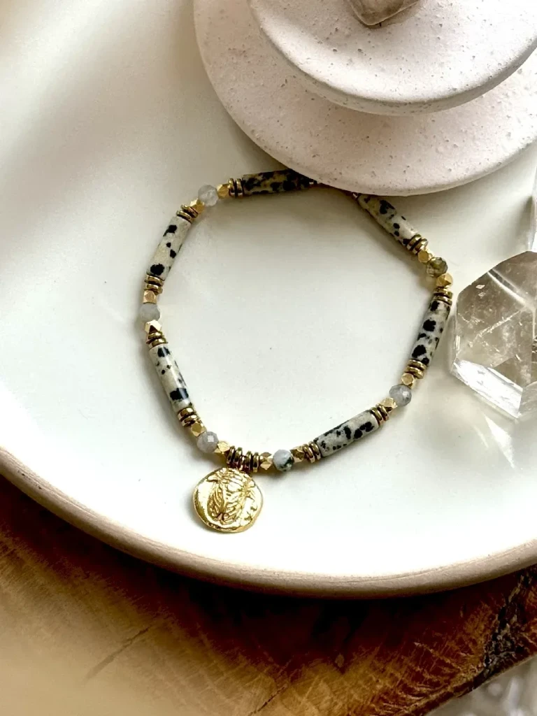 bracelet cigale jaspe dalmatien