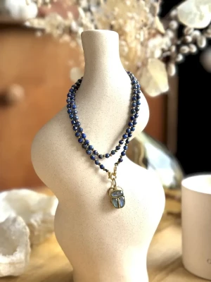 PENDENTIF SCARABEE PIERRE Labradorite / Pierre de Lune
