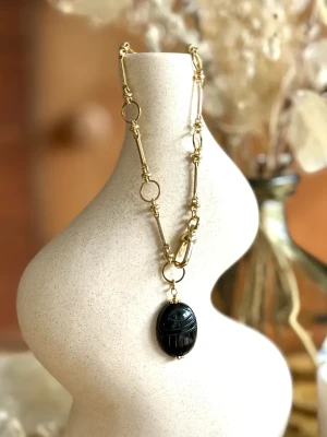 COLLIER SCARABEE OBSIDIENNE MAMOUNIA