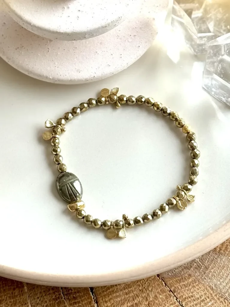 bracelet litha scarabée pyrite