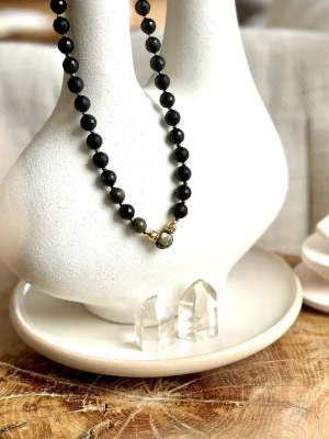 COLLIER OBSIDIENNE PYRITE SAMBA
