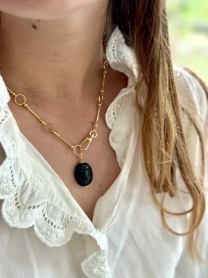 COLLIER SCARABEE OBSIDIENNE MAMOUNIA