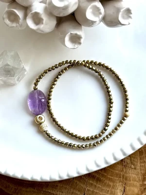 BRACELET SCARABÉE AMETHYSTE - DOUBLE PROTECT - Imagination et Sérénité