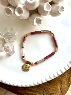 BRACELET QUARTZ FRAISE CORAIL CIGALE - Amour de soi, Estime de soi