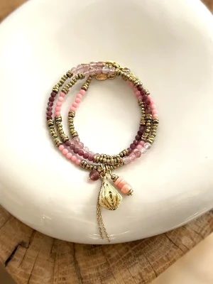BRACELET / COLLIER  FREYA QUARTZ FRAISE CORAIL TOURMALINE - Amour de soi, Estime de soi