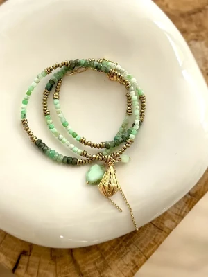 BRACELET / COLLIER EMERAUDE CHRYSOPRASE FREYA - Guérison émotionnelle, Relationnel, intuition, Paix intérieure