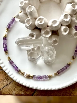 COLLIER AMETHYSTE ET PERLE IMANI  - Imagination, Sérénité