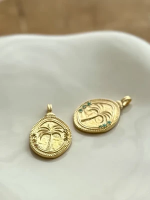MÉDAILLE PALMIER PRÉCIEUX - Citrine  Amazonite