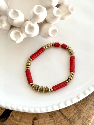 BRACELET ELASTIQUE CORAIL OR - sérénité Angoisses