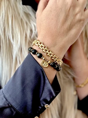 BRACELET ELENA OBSIDIENNE DOREE - Libération des blocages, protection