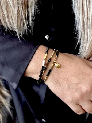BRACELET TINY CRUZ OBSIDIENNE DOREE - Libération des blocages, protection