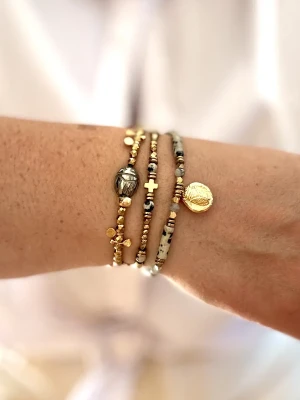 BRACELET CIGALE OEIL DE TIGRE / GRENAT - Protection, Confiance