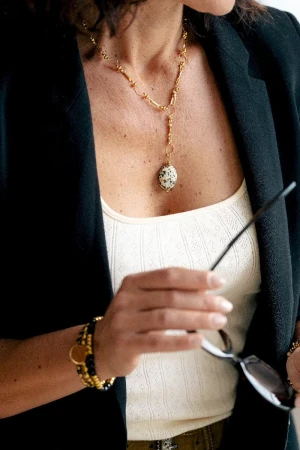 COLLIER SCARABÉE JASPE DALMATIEN MAMOUNIA - Sérénité, Inquiétudes