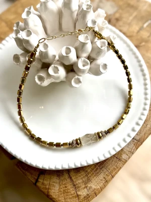 COLLIER RETRO QUARTZ RUTILE - HÉMATITES -  Lâcher prise, libération des blocages
