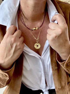 COLLIER DIVA OR - DOUBLE GRENAT - Confiance en soi Féminité
