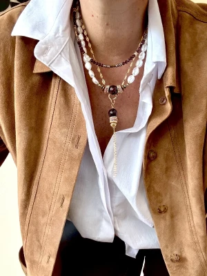 COLLIER NYMPHE PERLE D'EAU /  GRENAT - Confiance en soi Féminité